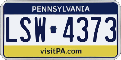 PA license plate LSW4373