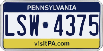 PA license plate LSW4375