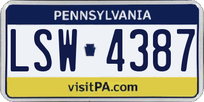 PA license plate LSW4387