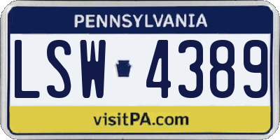PA license plate LSW4389