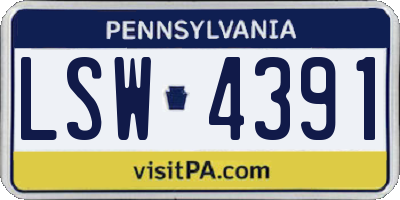 PA license plate LSW4391