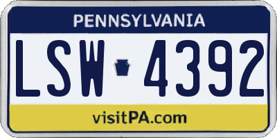 PA license plate LSW4392