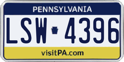 PA license plate LSW4396