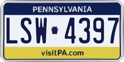 PA license plate LSW4397
