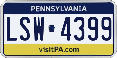 PA license plate LSW4399