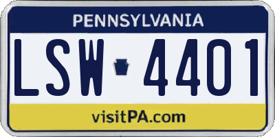 PA license plate LSW4401
