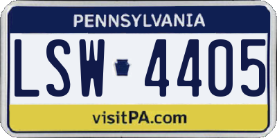 PA license plate LSW4405