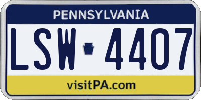PA license plate LSW4407