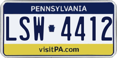 PA license plate LSW4412