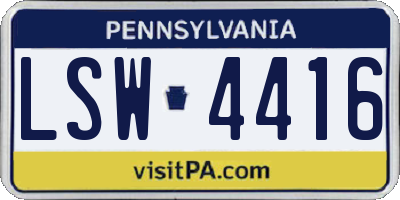 PA license plate LSW4416