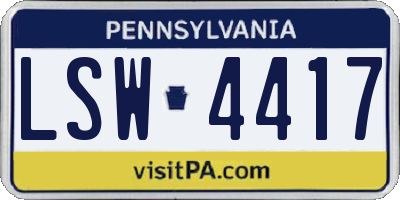 PA license plate LSW4417