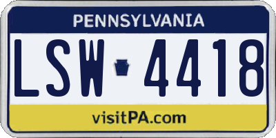 PA license plate LSW4418
