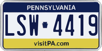 PA license plate LSW4419