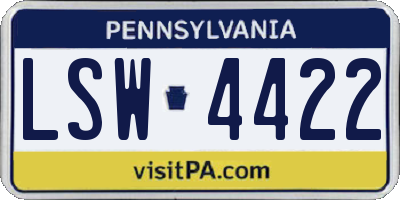 PA license plate LSW4422