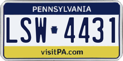 PA license plate LSW4431