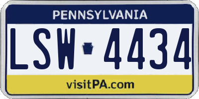 PA license plate LSW4434