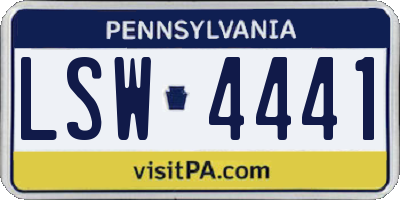 PA license plate LSW4441