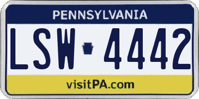 PA license plate LSW4442
