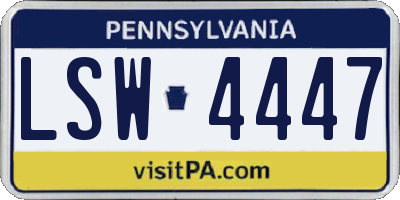 PA license plate LSW4447