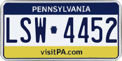 PA license plate LSW4452