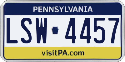 PA license plate LSW4457