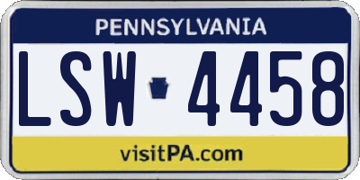 PA license plate LSW4458