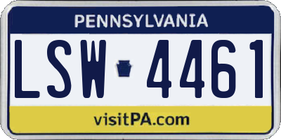 PA license plate LSW4461