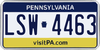 PA license plate LSW4463