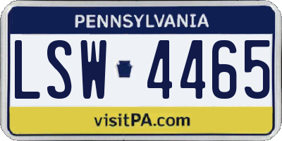 PA license plate LSW4465