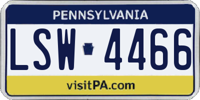 PA license plate LSW4466