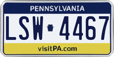 PA license plate LSW4467
