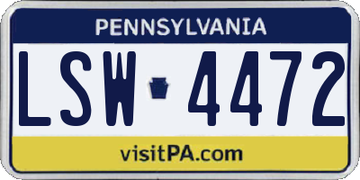 PA license plate LSW4472