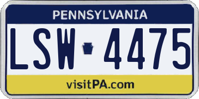 PA license plate LSW4475