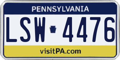 PA license plate LSW4476