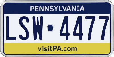 PA license plate LSW4477