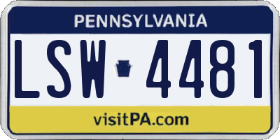 PA license plate LSW4481