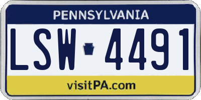 PA license plate LSW4491