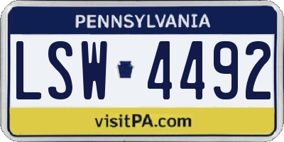 PA license plate LSW4492
