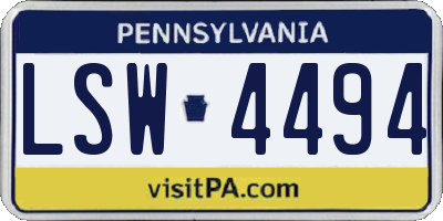 PA license plate LSW4494