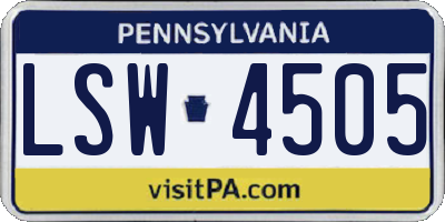 PA license plate LSW4505