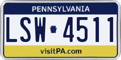 PA license plate LSW4511