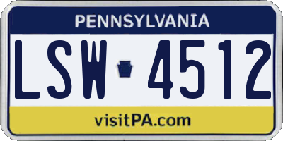 PA license plate LSW4512
