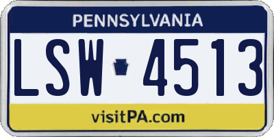 PA license plate LSW4513