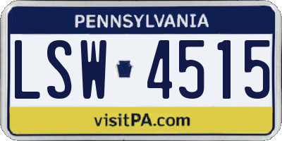 PA license plate LSW4515