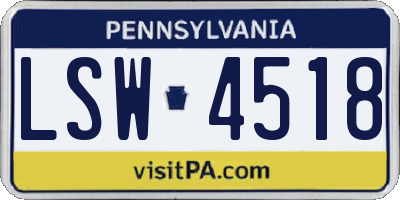 PA license plate LSW4518