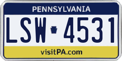PA license plate LSW4531