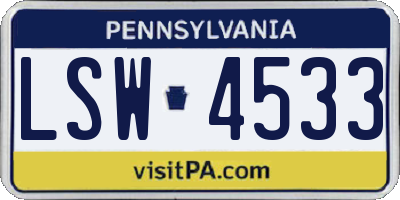 PA license plate LSW4533