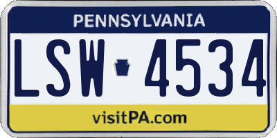 PA license plate LSW4534