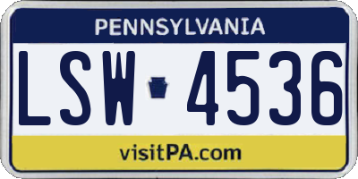 PA license plate LSW4536
