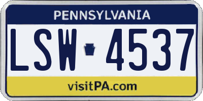 PA license plate LSW4537